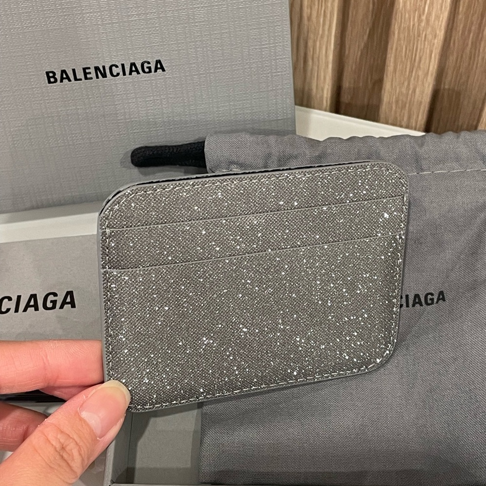 Balenciaga Silver Sparkle Card Holder - Picture 4 of 6